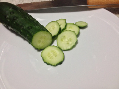 Wautoma cucumber, sliced. It didn't taste like it had enough water content.