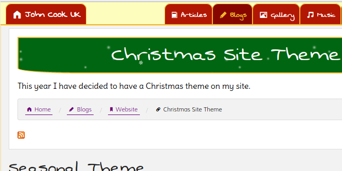 Christmas Site Theme post using Christmas CSS theme.