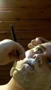 WatfordJC (John Cook) shaving with a straight razor.